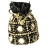 Purpledip Potli Bag (Drawstring Purse): Gold Thread Sequin Embroidery, deep