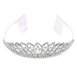 LUX ACCESSORIES Lux Bridal Crystal Rhinestone Tiara Crown