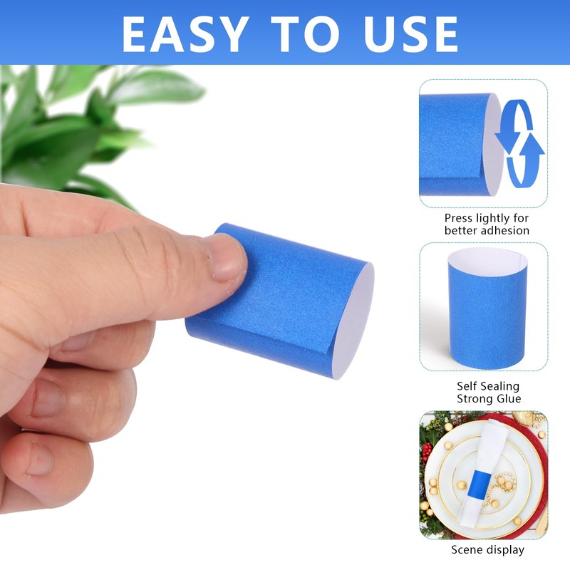 XINGYUNDEL Paper Napkin Bands,Napkin Rings Self Adhesive,Silverware Wraps Bands(Blue,2000 pcs)