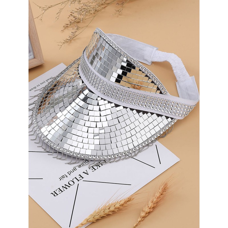 Glitter Mirror Sun Hat Silver For Summer Beach