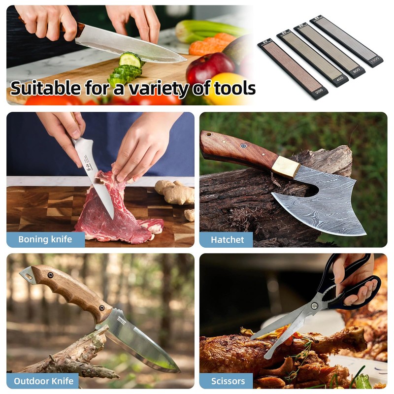 RUIXIN PRO 8PCS Diamond Sharpening Stones, Professional Whetstone Kit #200#400#800#1500#3000#5000#7500#10000