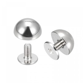 sourcing map 10x6mm Screw Back Rivets Solid Round Head Leather Studs Spike Silver Tone 10 Sets