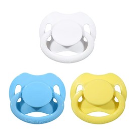 Landofgenie Large Shield Adult Size Pacifiers Set Bone Shaped Cutie Pacifier 3 Pack - White+Blue+Yellow