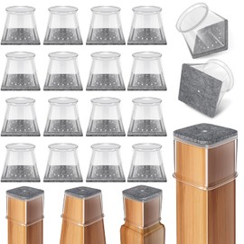 Ansible 24 Pcs Chair Leg Floor Protectors Square, Silicone Felt Furniture Leg Pads Caps Covers for Hardwood Floors (Fit:3/4" to 1-1/16")