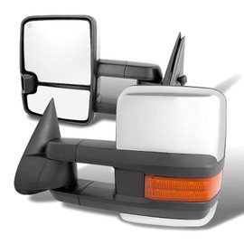 AKKON - Fit 2003-2007 Silverado Sierra 1500 2500 3500 Power Extendable [LED Amber Signal] Towing Side Mirror Pair w/Chrome Cover