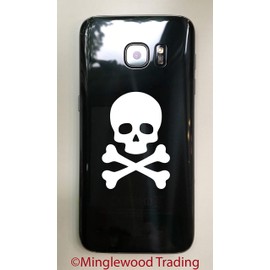 Minglewood Trading White | 2-Pack Skull and Crossbones 1.75w x 2.5h inches Vinyl Decals | Death's Head | Skeleton | Pirate | Die Cut Sticker