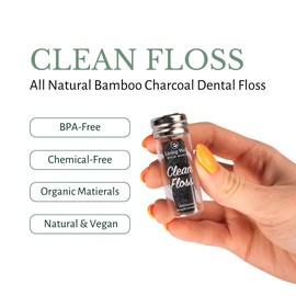 Living Well Bamboo Charcoal Dental Floss – Natural, Vegan, Biodegradable, PFAS-Free – Eco-Friendly Floss with Glass Jar – Zero Waste Oral Care