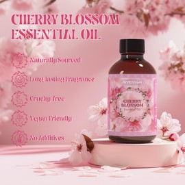 Cherry Blossom Essential Oil 4 Fl Oz (120ml), Pure & Natural Cherry Blossom Oil, Aromatherapy Essential Oils for Diffuser, Candle Making, Room Spray Diffuser Oils, Scented Oil Gift for Women