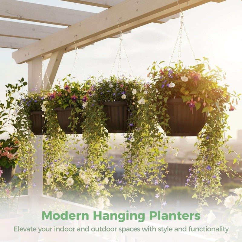 4 Pack Hanging Planters, 9.3 Inch Self Watering Pots for