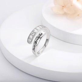 925 Sterling Silver Just Breathe Rings Adjustable Inspirational Hope Ring Jewelry Encouragement Gift for Women (Ring)