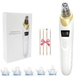 2026 Pore Vacuum, USB Rechargeable Blackhead Remover Vacuum,3 Levels Adjustable Pore Vacuum Blackhead Remover, with 5 Suction Power,6 Probes,Face Vacuum Pore Cleanser for Women & Men-Gold