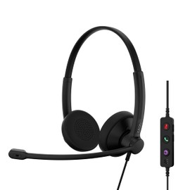 EPOS Impact 100 UC Stereo USB-C+A Headset with Microphone, Universal Communications, Noise Cancellation, Lightweight, USB Adapter, UC Professional Headphones, Soft Ear Pads, Black