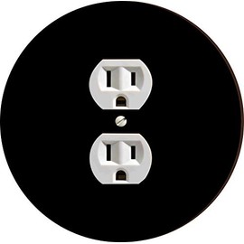 Sam Sandor - Black Design - Round Light Switch Plate Cover - Outlet Cover