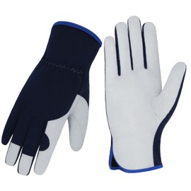 KKOYING Gardening Gloves, Garden Gloves for Women and Men, Thorn Proof Working Gloves, Durable Leather Work Garden Gloves for Yard & Outdoor Work, Blue, XL