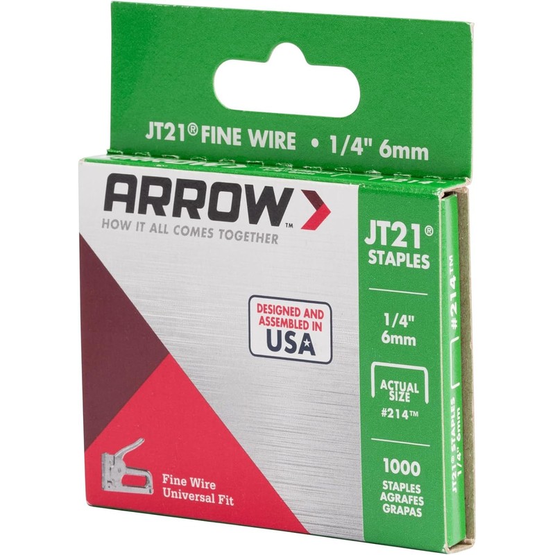 Arrow 214 JT21 Thin Wire Staples for Staple Guns and