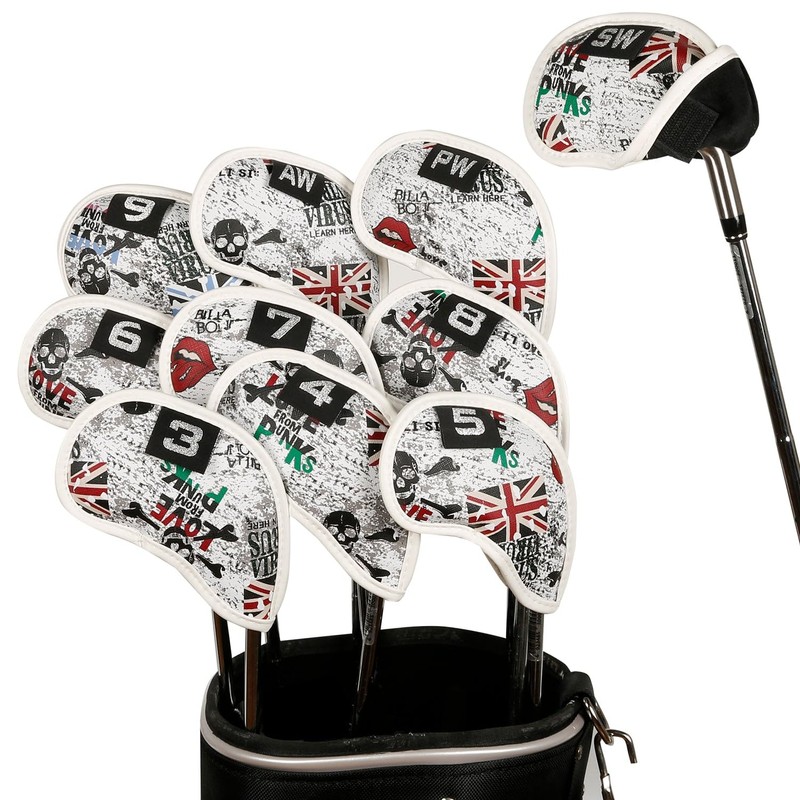 Leather Golf Club Iron Head Covers 10 Piece Set Union