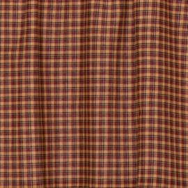 VHC Brands Patriotic Patch Plaid Prairie Swag Set of 2 36x36x18 Country Curtains, Deep Red