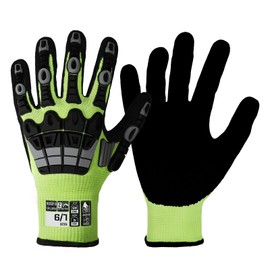 Work Gloves Men Women, ANSI A5 Cut Resistant Gloves, Impact Gloves with TPR Protection, Heavy Duty Work Glove with Grip, Touch Screen Mens Work Gloves for Construction, Large