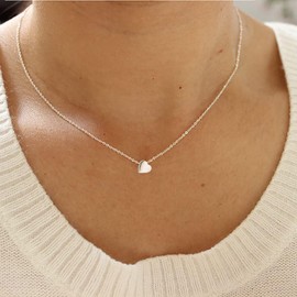 ASCOMY Dainty Silver Necklace for Women 14K Silver Plated Necklaces for Her Delicate Love Heart Necklace Slanted Heart Pendant Cute Necklaces Festival Jewelry Gift for Women