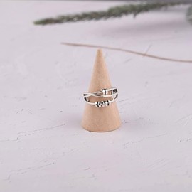 The Charmery Metal Beads Anxiety Ring Stress Relief Fidget Rings For Women Men Antistress Spiral Rotate Jewlery