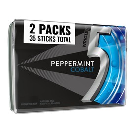 Wrigley's 5 GUM Peppermint Cobalt Sugar Free Chewing Gum, 35 Stick Pack