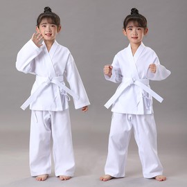 FIGHTSPIRIT - Uniforme de karate para niños y adultos, ligero para estudiantes, karate, Gi artes marciales con cinturón blanco, Blanco, 2