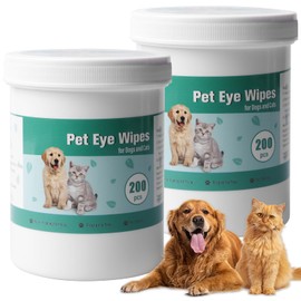 400 STK Augenpflege für Hunde und Katzen, Augenpflege Hund und Tränenfleckenentferner Hund, Augen Reinigungspads für Haustiere, Vielseitige Haustiertücher, Verhindert Augeninfektionen (2 Bottles)