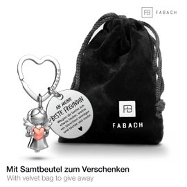 FABACH Best Friend Keyring Guardian Angel with Heart and Engraving – Best Friend Gifts Key Ring – Best Friends Gift Angel Lucky Charm Best Friend, An Meine Beste Freundin, Unit size