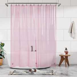Barossa Design Shower Curtain Liner - Premium Clear Pink PEVA Shower Liner with 3 Magnets and Metal Grommets, Waterproof Lightweight Plastic Standard Size Bathroom Curtains - Translucent Pink