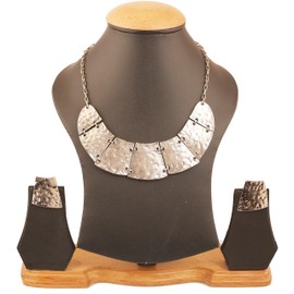 Touchstone "Tribal Bohemian Chic Indian Bollywood Afghani Inspired Grand Wedding Designer Jewelry Necklace Set In Silver Tone For Women.PWNSL444-01-R_Dec24