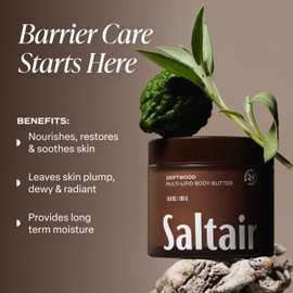 Saltair Multi-Lipid Body Butter – Hydrating 24-Hour Moisture – Body Cream for Soft Skin & Barrier Support – Ceramides, Coconut Oil & Shea Butter for Dry Skin Care – Driftwood, 10oz