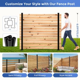 Tafbrik 6FT Heavy Duty Aluminium Fence Post, No Dig Metal Post for Outdoor Privacy Fence Panels, Compatible with Wood Slats and Composite Boards for Patio, Backyard & Garden