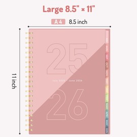 Forvencer Academic Planner 2025-2026, 12 Month Year Monthly and Weekly Calendar Planner, July 2025 - Jun 2026, Large Student School Planners Agenda Book with Tabs, Plastic Cover, 8.5" x 11", Purple