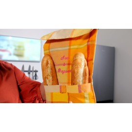 sac a sac SACASAC Baguette Tote Bag, Chequered, 100% Cotton, 66 x 22 cm