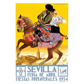 Spain - Sevilla - 1934- Vintage Travel Poster (12x18Inches)