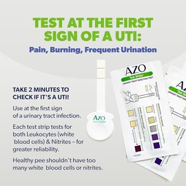 AZO Tiras de prueba de infección del tracto urinario (UTI), resultados precisos en 2 minutos, clínicamente probadas, resultados fáciles de leer, mango