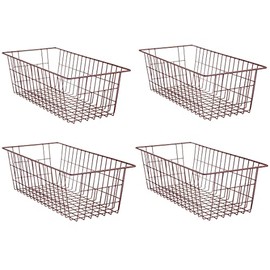 SANNO Refrigerator Freezer Baskets Wire Storage Baskets Bin Organizer Food,Kitchen, Basket Organizers Bins for Home, Bathroom, Closet Organization, White,Set of 4 Brown