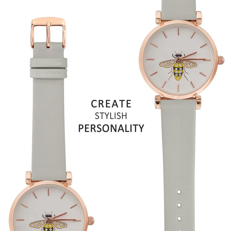 WOCCI 12mm Elegant Leather Watch Strap for Ladies with Rose