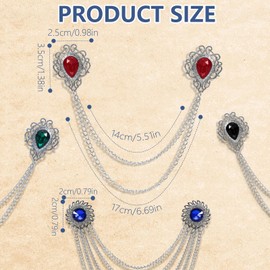 Realand 4pcs Sweater Clips for Cardigans, Vintage Shawl Pins with Charming Style, Collar Chain Tips Cloak Clasp Dress Clips Brooch Collar Pins for Women, Silver