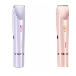 Electric Bikini Trimmer for Women, Rechargeable 2 in 1 Body & Facial Hair Removal, Waterproof Wet & Dry Use Trimmer for Women, Winter & New Year Gift, Valentine's Day Gift:_Purple+Pink
