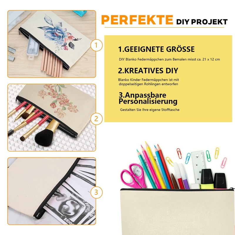 Pack of 10 DIY Blank Fabric Bags, Fabric Bag for