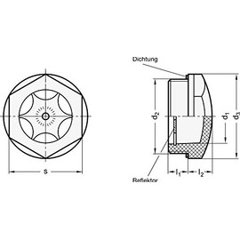 Elesa Oil Sight Glass with 22 mm Opening and M30 x 1.5 Thread, without Reflector