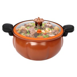 Micro Pressure Cooker, Micro Pressure Cooking Pot, Pumpkin Shaped Pressure Cooking Pot,Maifan Stone Soup Pot Pumpkin Shaped Non-Stick Pot for Home Kitchens Cooking Schools 8L/2.11gal