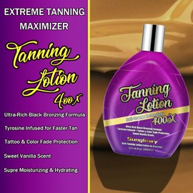 Sunglowy Bronzing Tanning Lotion For Indoor Tanning Beds, Tanning Bed Lotion With Bronzer, Indoor Sunbed Tanning Lotion To Get Dark Fast Tan, Tanning Accelerator Lotion, Vanilla, DHA-Free, 13.5 Fl.Oz