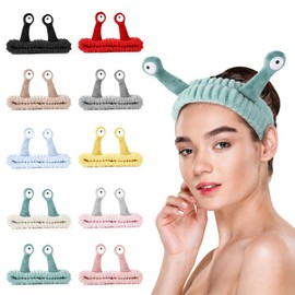 Molain Headband for Washing Face, Cartoon Cute Flannel Skincare Headbands, Palm and Snail Spa Headband, Elastic Hair Bands Creative Hair Accessories