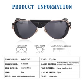 Ossat Polarized sunglasses with side shields cowhide wind proof sunshade Classic Mountain Fishing eyewear
