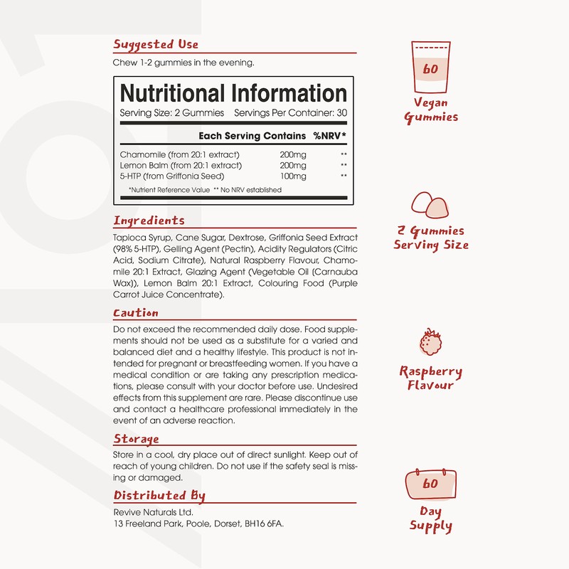5-HTP Gummies - Bedtime Gummies with Chamomile & Lemon Balm