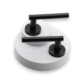 Infinity Decor Pack of Straight T-Bar Matt Black Lever Door Pull Handles on Sprung Rose Latch Pack - for Interior & Exterior Doors