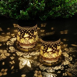 Egles Solar Lanterns Outdoor Waterproof - Unique Butterfly Design with Metal Frame, Long-Lasting Lights for Garden Decor - Perfect Gifts for Women, Mom, Grandma, Patio & Yard, 2 Pack