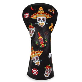 Golf Headcover Popular Driver Cover for Fairway Wood Utility Hybrid Mallet Putter Cover Premium Embroidery Sugar Skull (1 Piece)